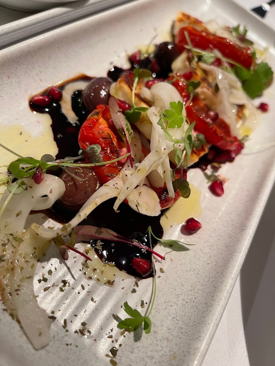 A composed Mazzaro plate with vegetables and cheese